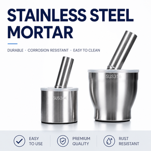 Juego de Mortero y Pilón de Acero Inoxidable SUS304 SUS316, Duradero, Resistente a la Corrosión, Fácil de Limpiar, Herramienta de Molienda para Laboratorio - Product Image 1