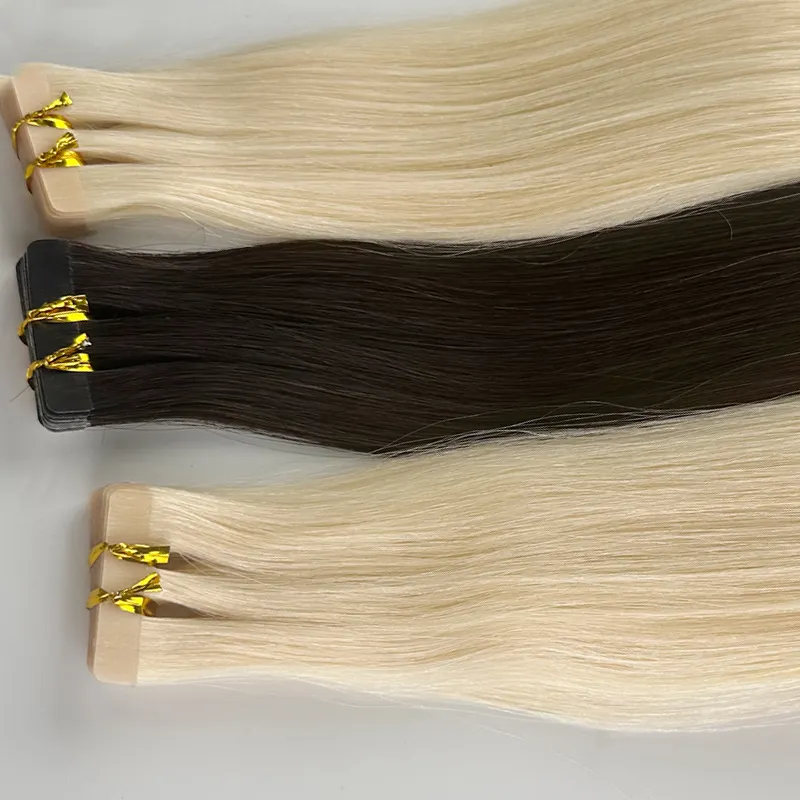 Extensiones De Cabello Humano naturale Yaki europeo russo Bietnamese doppio nastro disegnato nelle estensioni dei capelli