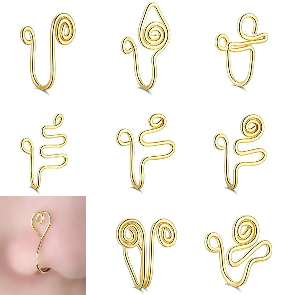 Hot selling wholesale custom body jewelry surgical steel designer faux clip on nose ring non piercing face nose ring
