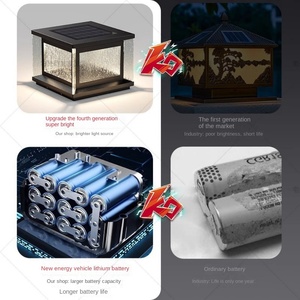 Colonne lumineuse solaire moderne pour extérieur Détecteur de mouvement étanche carré Clôture de jardin Porte principale Pilier LED E27 - Product Image 5