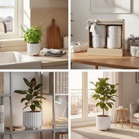 Pots de fleurs modernes et classiques, grands, durables, auto-arrosants, mignons, pour plantes d'intérieur/extérieur, avec trous de drainage, pour la maison - Vente chaude