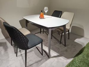 Table à manger ronde extensible de luxe |   Pierre blanche frittée |   Meubles minimalistes pour cuisine et salle à manger - Product Image 6