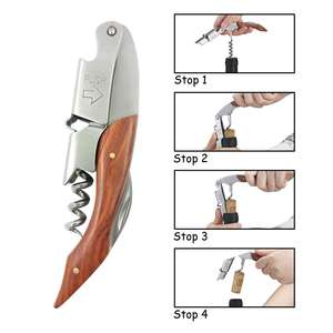 Juego de herramientas planas modernas promocionales, <span class=keywords><strong>kit</strong></span> de torneado y regalo de boda, navaja, abridor de <span class=keywords><strong>cerveza</strong></span> y vino con mango de madera real - Product Image 2