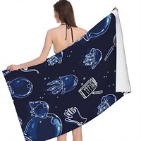 Serviette de plage et de bain unisexe pour adultes en polyester, motif bordé, douce, épaisse, séchage rapide, surdimensionnée 32x52 pouces