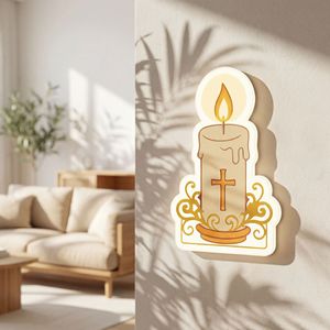 Lampe murale religieuse chrétienne à capteur <span class=keywords><strong>de</strong></span> mouvement sans <span class=keywords><strong>fil</strong></span>, rechargeable, à LED, alimentée par batterie, pour décoration d'autel, avec impression 3D et fonction veilleuse - Product Image 6