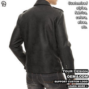 مخصص للرجال خمر سحاب غير متماثل Faux مصمم طية صدر دراجة نارية خريف شتاء ملابس الشارع للرجال - Product Image 4