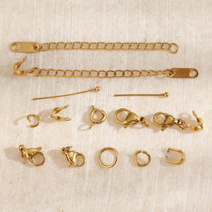 Fermoirs de bijoux personnalisés en gros, plaqués or 18 carats, en acier inoxydable, fermoirs à ressort et anneaux de jonction <span class=keywords><strong>pour</strong></span> la création de bijoux DIY - Product Image 1