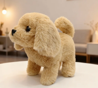 Grand chiot électrique en velours doré, réaliste, qui peut marcher et aboyer, jouet pour enfant