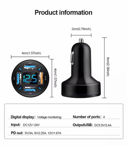 Caricabatterie da <span class=keywords><strong>Auto</strong></span> USB PD 66W con 4 Porte, Ricarica Rapida QC 3.0, 4 in 1 con Uscita 33W QC3.0+ 3.1A USB C PD per Telefono - Product Image 5
