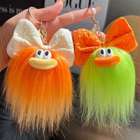 Porte-clés pendentif en peluche personnalisé, figurine de dessin animé mignonne, drôle, étrange, moche, avec lèvres Dudu et cheveux longs, pour sac