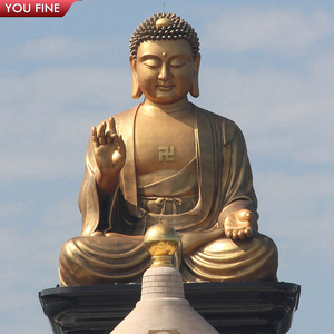 YOUFINE - Estatua de Buda Grande de Bronce Dorado Sentado en Meditación, Escultura para <span class=keywords><strong>Templo</strong></span> y Santuario - Product Image 2