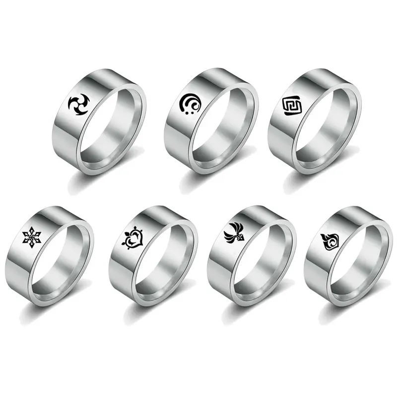 Game Periphery Yuanshen Seven Elements God's Eye Stainless Steel Ring Two-Dimensional Ring Wholesale