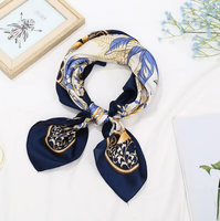 Foulard carré 70 % polyester, toucher haut de gamme, style coréen, tendance, polyvalent, imitation soie de qualité professionnelle, petit cravate.
