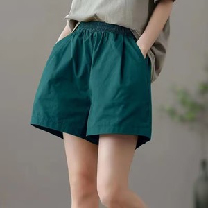 Women's Loose Elastic Waist Shorts Cotton Canvas Breathable Casual Pants Khaki Plus Size - Product Image 2