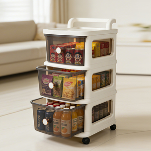 ShenYu L Meuble de <span class=keywords><strong>rangement</strong></span> en plastique à roulettes pour collations et jouets, avec tiroirs superposés, pour articles de bébé - Product Image 2