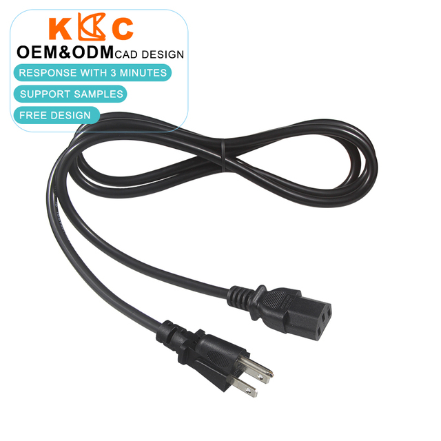 125V IEC C13 Computer Cable Extension AC Nema 5-15P 3-Prong Power Cord