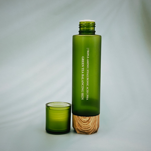 زجاجة مستحضرات تجميل خضراء غير شفافة بقاع خشبي زجاجة بلاستيكية - Product Image 6