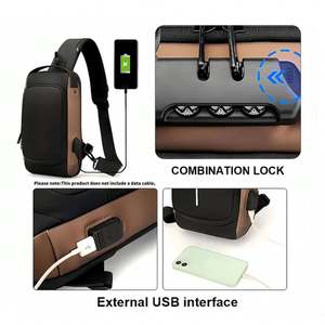 Bolso Bandolera Impermeable Unisex Personalizado de Fábrica, Antirrobo, con Cierre de Cremallera con Código USB, de un Solo Tirante, Moderno para Viajes - Product Image 5