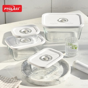 PYGLASS Set Moderno di 4 <span class=keywords><strong>Contenitori</strong></span> in <span class=keywords><strong>Vetro</strong></span> Borosilicato con Pompa per <span class=keywords><strong>Sottovuoto</strong></span>, Adatti al Microonde, Grande Capacità, Portatili per Cucina e Feste - Product Image 6