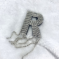 Lettres en strass à repasser sur les vêtements, 26 pièces, A-Z, appliques brodées avec des glands, autocollants pour vêtements