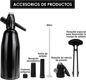 Professional 1 Liter Aluminium <strong>Soda</strong> <strong>Syphon</strong> for Bar and Catering, Sparkling Water and Cocktail Maker - Product Image 2