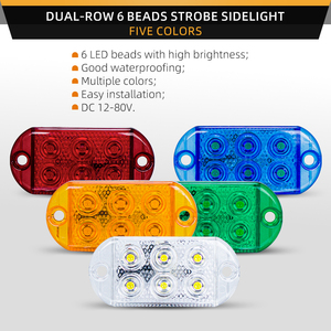 Dual-Row 6 Led xe tải Side Marker ánh sáng độ sáng cao nhấp nháy đèn 12 đến 80V Strobe tailer Đèn Xe Máy Cảnh Báo ánh sáng - Product Image 4