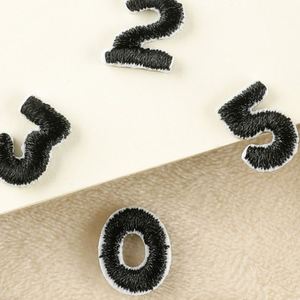 Stock New Iron on Backing Embroidery 1.3cm Mini <b>Black</b> Number Patch Number Patch - Product Image 4