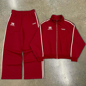 Tute Sportive Personalizzate a Righe in <span class=keywords><strong>Felpa</strong></span> Francese, Felpe Oversize <span class=keywords><strong>e</strong></span> Pantaloni da <span class=keywords><strong>Tuta</strong></span>, <span class=keywords><strong>Set</strong></span> <span class=keywords><strong>Felpa</strong></span> con Zip per Uomo - Product Image 3