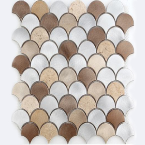 Gạch Khảm Kim Loại Bằng Thép Không Gỉ Gạch Trang Trí Tường Dòng Màu Xanh Dương Loại Quạt Và Vỏ Gạch Khảm Kim Loại Gạch Tắm Khảm - Product Image 4