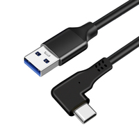 Kabel USB 3.0 Gen2 10G VR Link, Kabel Ekstensi Komputer Tipe-C 90 Derajat, Berbahan Tembaga Murni, Pengisian Cepat, Transfer Data