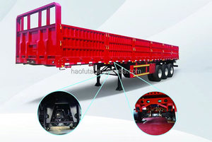 Semi-remorque à plateau latéral en acier à 3 essieux, <span class=keywords><strong>poids</strong></span> à vide de 5,5 tonnes, pour l'exportation d'usine, à vendre - Product Image 3