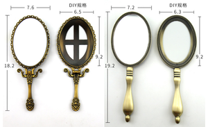 Miroir métallique en alliage de zinc à main Miroir de maquillage rétro européen vintage électrolytique pour petit salon - Product Image 2