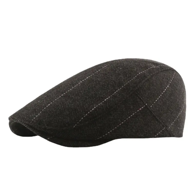New Herringbone Berets Men's Peaked Cap Autumn Winter Middle aged Warm Beret Fashion Casual Berets for Men