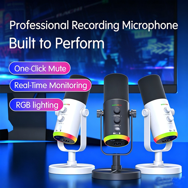 YU7 USB XLR Dual Interface Gaming Microphone Plug Play Compatible Live Streaming Gamers Desktop Mic Karaoke