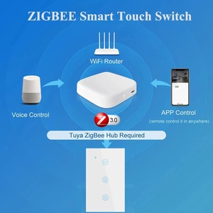 Zigbee 智能灯开关 触摸式 4 位 WiFi 墙壁开关 250V 单极 与 Alexa Google Home Alice 智能生活系统兼容 - Product Image 2