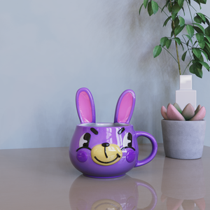 Tùy chỉnh drinkware nhà sản xuất dễ thương phim hoạt hình thỏ mặt cup vui tươi vui tươi màu tím Snicker Bunny <span class=keywords><strong>Mug</strong></span> gốm cho cà phê & trà - Product Image 4