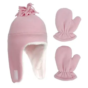 Chapéu de bebê infantil, conjunto quente de lã shake e chapéu de veludo para proteção de meninos e meninas, chapéu de proteção para crianças, novidade outono e inverno