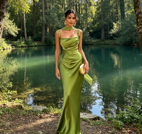 Robe de soirée longue à nœud sur le devant en Spandex/Polyester, style européen, nouvelle collection, haute qualité, sexy, pour femme
