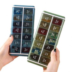 กล่องยาแบบพกพา 14 วัน สีเขียว สำหรับขายส่ง - Product Image 2