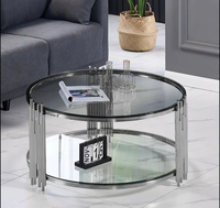 Table basse en verre trempé créative, design rond, style moderne et simple, couleur crème, meubles de salon pour petit appartement