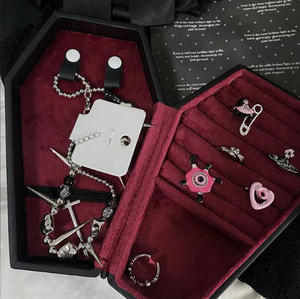 Gothic Style Coffin-shaped Leather Velvet Jewelry Box Ring Jewelry Box Travel Velvet Jewelry <b>Display</b> Box Elegant Packaging Box - Product Image 3