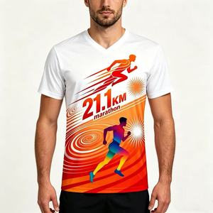 Camiseta de running personalizada barata con logo para maratón, publicidad, impresión 3D, poliéster, sublimación, camisetas en blanco. - Product Image 2