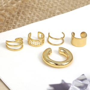 Clip d'oreille tendance en acier inoxydable non-perçant, plaqué or, hypoallergénique, fausse <span class=keywords><strong>piercing</strong></span> en forme de C, manchette d'oreille pour cartilage, boucle d'oreille enveloppante - Product Image 6