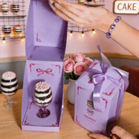 Boîte à gâteau pliable en papier pour mariage, anniversaire, Saint-Valentin, emballage de cupcakes en verre avec design personnalisé