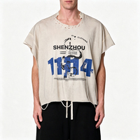 T-shirts décontractés personnalisés pour hommes, coupe ample et épaules tombantes, unis, effet vieilli, coupe courte et ample, pour fabricants de vêtements