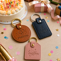 Porte-clés personnalisés élégants en cuir PU avec logo en relief, formes rondes, rectangulaires ou irrégulières, avec anneau métallique – Idéal pour les anniversaires