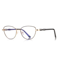 3184 Lunettes anti-lumière bleue pour femme, monture œil de chat punk transfrontalière, style européen et américain, en métal coloré, miroir plat tendance