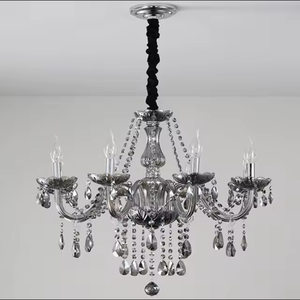 Lámpara colgante de plata europea, vela moderna de 3 capas, piezas de brazo de cristal, lámpara de araña - Product Image 2