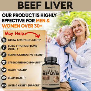 Capsules de foie de bœuf OEM avec fer, vitamine A, B12, choline, acide folique, cuivre, acide hyaluronique et réparation de la moelle osseuse pour les tissus conjonctifs - Product Image 5