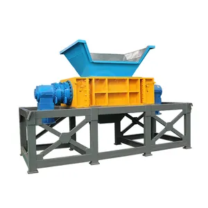 double shaft rubber tyre tire shredding waste plastic shredder machine iron aluminum scrap metal shredders